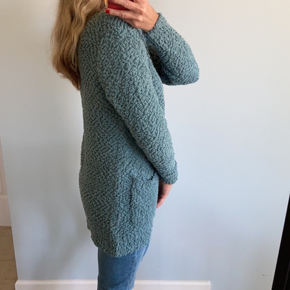 Blue/Green Color Popcorn Texture Open Cardigan - Picture 5 of 9